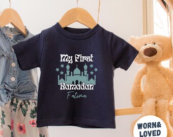 Custom First Ramadan Kids Shirt, Personalized Eid Mubarak Bodysuit, Ramadan Mode Baby TShirt, Customized Islamic Newborn, Muslim Toddler Tee