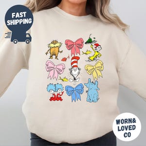 Read Across America Sweatshirt, Dr Seuss Day Coquette Shirt, Reading Friends TShirt, Dr Seuss Cartoon Characters Sweater, Teacher Life Gifts
