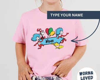 Dr.Seuss Custom Name Shirt, Reading Day Adult Shirt, Read Across Toddler T-Shirts, Dr. Seuss Day Tees for Kids, Reading Week Sweatshirt Gift