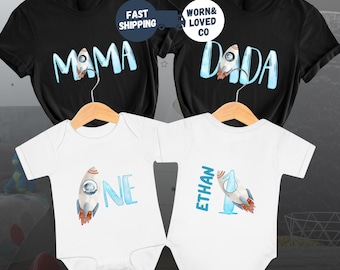 Space Fist Birthday Shirt, Personalized Space Birthday Family T-Shirt, Custom Astronaut Birthday Tee, Astronaut Family Matching 1st Birthday