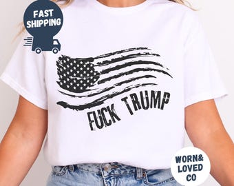Czarna amerykańska koszulka z flagą, koszulka antytrumpowa, koszulka F*ck Trump, bluza antyrasizmowa, prezenty na koszulkę Resist Anti-MAGA, bluza z kapturem aktywisty społecznego