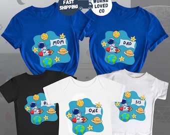 Space Fist Birthday Shirt, Personalized Space Birthday Family T-Shirt, Custom Astronaut Birthday Tee, Astronaut Family Matching 1st Birthday