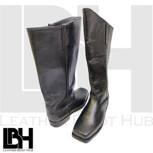 Handgemaakte leren lange laarzen, zwarte ruiterlaarzen, cavalerie lange laars, modieuze laars, heren lange laars, zwarte lange laars,