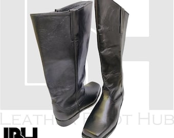 Ręcznie robione skórzane długie buty, czarne wciągane buty jeździeckie, długie buty kawaleryjskie, modne buty, męskie długie buty, czarne długie buty,