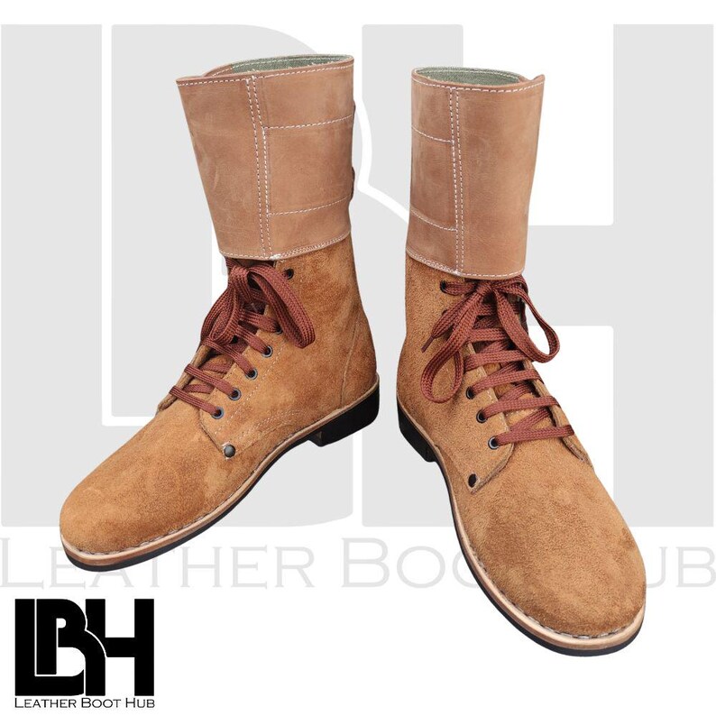 “Premium handcrafted suede leather boots with double buckle straps and lace-up design, rugged non-slip sole, stylish unisex fashion footwear for everyday or outdoor wear”
