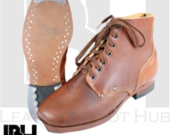 Handmade Leather Ankle Boots for Men | Low Heel Lace Up Boots with Leather Sole | Men's Heritage Leather Ankle Boots With Iron Heel