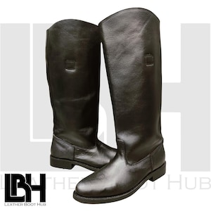 Zwarte leren laarzen, leren laarzen met puntige neus, zwarte rijlaarzen voor heren, paardrijlaarzen voor heren en dames, handgemaakte leren laarzen