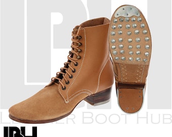 Handmade Leather Lace Up Ankle Boots for Men | Studded Leather Sole Boots | Rugged Heritage Style Footwear | Brown Leather Ankle Boots