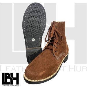 Roughout leren enkellaarzen – USMC BOONDOCKER Boots – handgemaakte vintage militaire schoenen met rubberen zool, legerlaars, unisex laarzen.