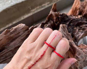 Anello Argento Sterling Regolabile Fidanzamento Anello Di Coppia Filo Rosso - Argento Sterling 999 Regolabile | Con Incisione Per Fidanzamento O Matrimonio Anello Uomo Argento 925 - 6
