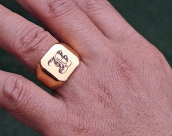 18mm Custom Old English Initial Ring in Stainless Steel, Free