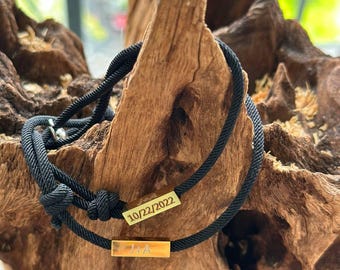 Personalized Couple Bracelets, Engraved Magnetic Matching Anniversary Gift