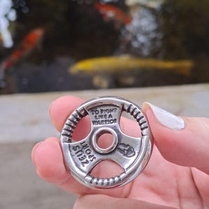 Weight Plate Pendant Necklace in Stainless Steel, Sports Jewelry Gift, Barbell Plate Necklace, Dumbbell Necklace, Men&#39;s Gym Necklace