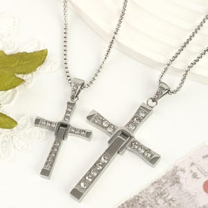 Fast & Furious Dominic Toretto Cross Couple Necklaces Engraved His and Her Jewelry Unique Personalized Gift Couple Gifts Matching Necklaces