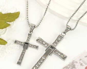 Engraved Cross Couple Necklaces, Fast & Furious Inspired