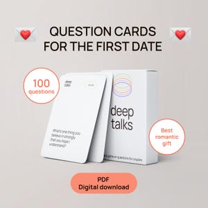 Juego de cartas de conversación DEEP TALKS / Preguntas psicológicas para la primera cita / Juego para romper el hielo y conocerse / El mejor regalo romántico