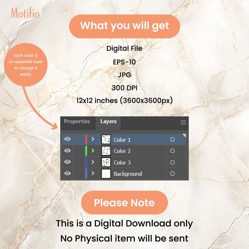 May include: Digital download information graphic with the text "What you will get" and "Please Note". The graphic details the digital file format, resolution, and size, which is 12x12 inches (3600x3600px).