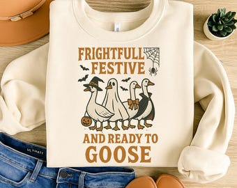 Goose Halloween T Shirt Design | Halloween Sticker | Spooky Goose PNG | Frightful T Shirt | Goose in Halloween Costume | Cute Horror PNG