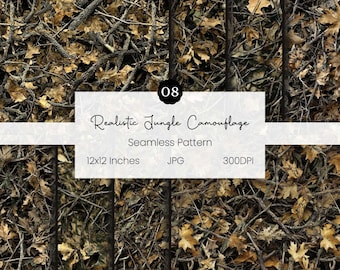 Patrón de camuflaje de jungla realista sin costuras / Papel digital de camuflaje / Camuflaje de caza / Fondo de caza / Roble