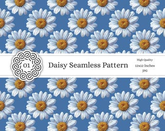 Daisy Floral Seamless Pattern | Digital Pattern | Ditsy Floral Design | Daisy Flower Background | Surface Pattern | Invitation Clipart | JPG
