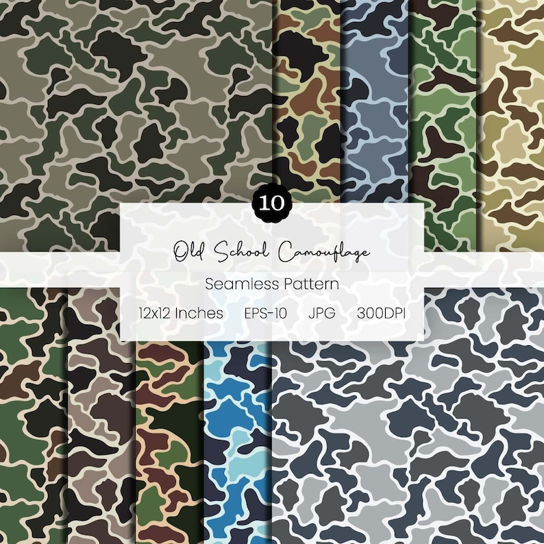 Vector Old School Duck Camo | Seamless Marsh & Wetland Hunting Pattern ...