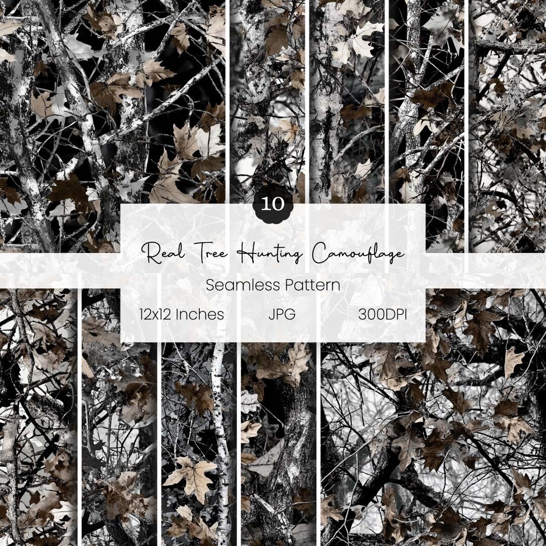 Real Tree Hunting Camouflage Seamless Pattern | Forest Bark and Leaf ...