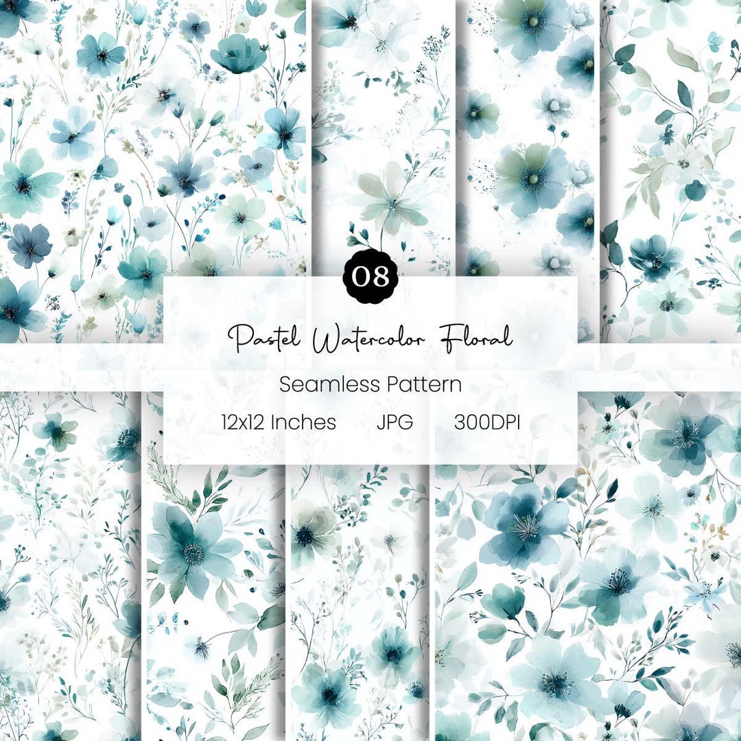 Pastel Watercolor Floral Digital Paper | Seamless Botanical Patterns ...