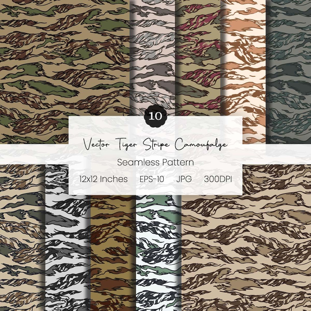 Tiger Stripe Camouflage Background | Seamless Pattern | Vector ...