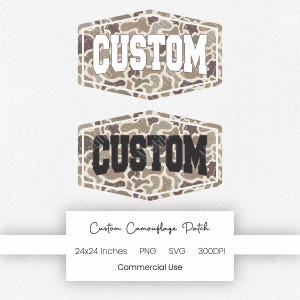 Custom Camo Text PNG | Camouflage Patch SVG | Personalized Name Plate Sublimation | Duck Camouflage Mascot Design | Digital Camo Badge