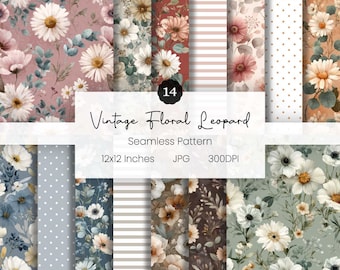 Motivo floreale senza soluzione di continuità / Carta digitale / Sfondo con fiori di margherita / Fiori selvatici / Design floreale delicato / Acquerello Boho / JPG floreale pastello
