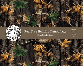 Oak Tree Hunting Camouflage | Seamless Pattern | Camouflage Background | Digital Camo | Hunting Pattern | Woodland | Forest | Jungle Texture