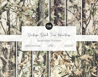 Real Tree Camouflage | Vintage Camouflage Pattern | Digital Camouflage | Woodland | Seamless Pattern | Hunting Camouflage | Oak Tree Pattern