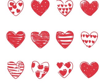 12 rotes Herz SVG, Herzform Bundle SVG, Herz Umriss SVG, Valentinstag Herz, Cricut, Silhouette, Vektor, ClipArt, digitaler Download