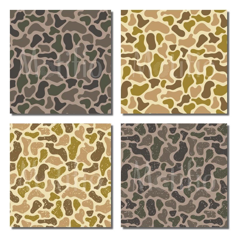 Clean Textured Duck Camo Seamless Pattern Bundle | 16 Vector Digital ...