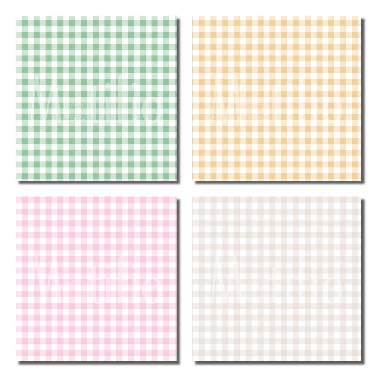 Vector Colorful Gingham Digital Paper | Seamless Plaid Pattern Bundle ...