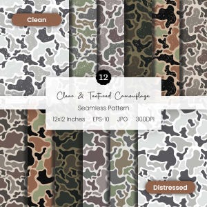12 Marsh Camouflage Design | Old School Camouflage Background | Vector Camo | Digital Camouflage Pattern | Seamless Pattern | Duck Camo