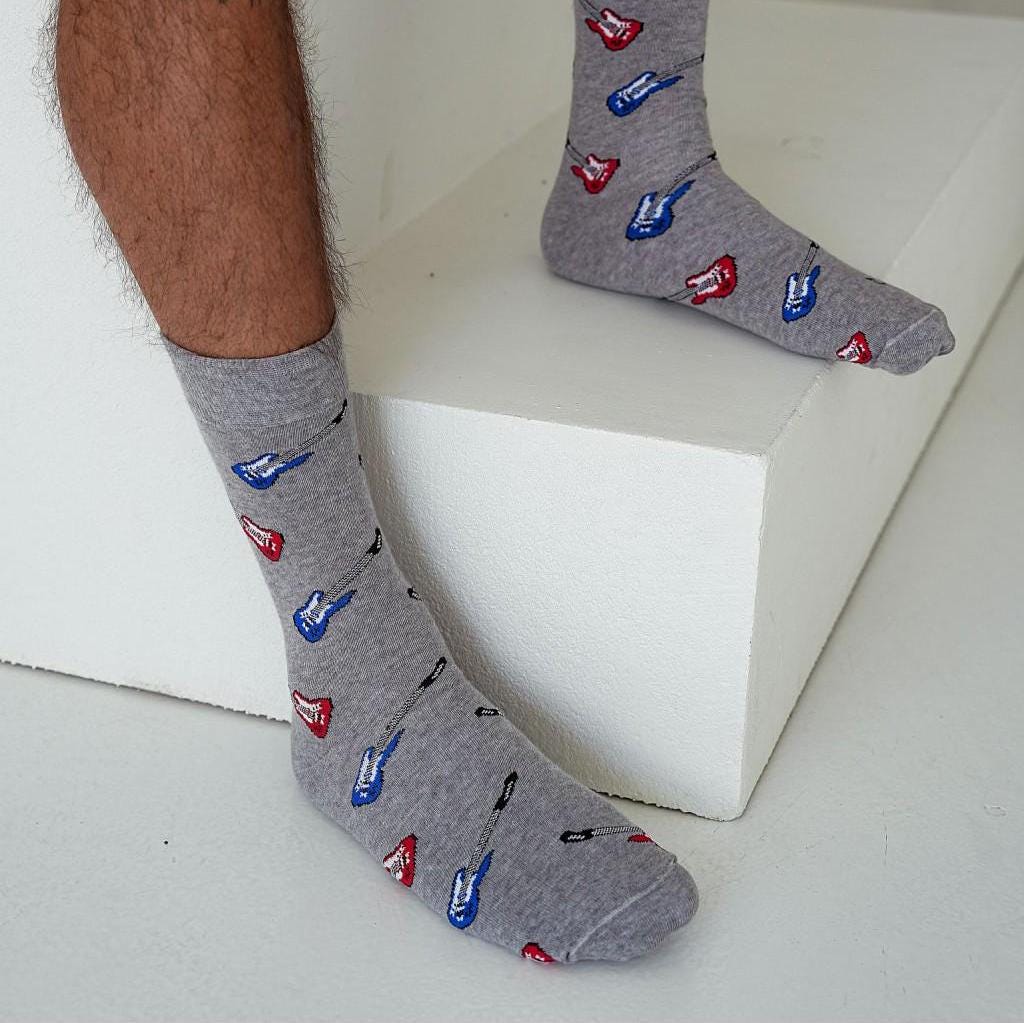Calcetines unisex con diseño de guitarrista eléctrico, rock, heavy metal, calcetines divertidos, calcetines cómodos, calcetines locos, calcetines coloridos, idea de regalo, regalo