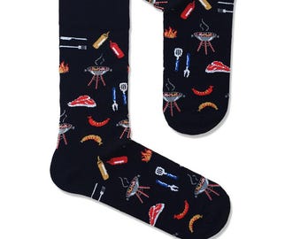 Calcetines unisex Grill Master Kitchen Chef BBQ, calcetines, calcetines divertidos, calcetines cómodos, calcetines locos, calcetines coloridos, idea de regalo, regalo perfecto, no coincidentes