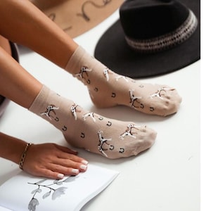 Horse Horseshoe Lucky Women Unisex Socks, Socks, Funny Socks, Cozy Socks, Crazy Socks, Colorful Socks, Gift Idea, Perfect Gift, Mismatched