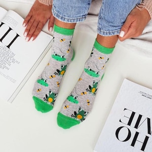 Frog Happy Frogs Women Unisex Socks Options, Socks, Funny Socks, Cozy Socks, Crazy Socks, Colorful Socks, Gift Idea, Perfect Gift