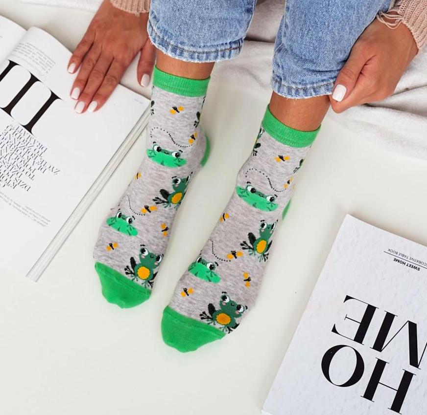 Chaussettes Drôles Grenouille Verte - Taille Unique, Cadeau Fun Pour Femmes Et Hommes