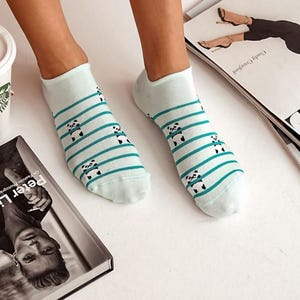 Panda Stripe Socks: Unisex Cotton Blend, Cozy Novelty Socks