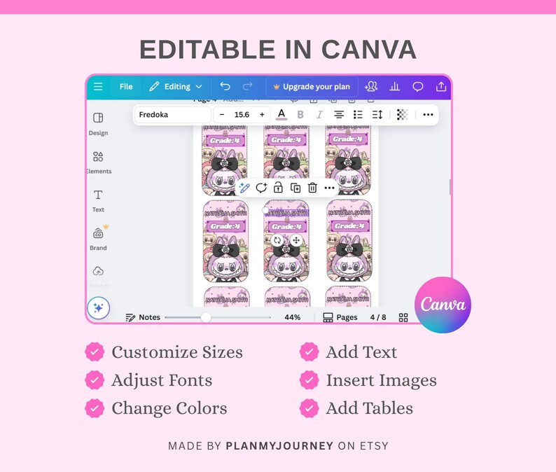 Labubu School Labels – Editable Canva Template | Cute Name Tags for Kids | Printable Back to ...