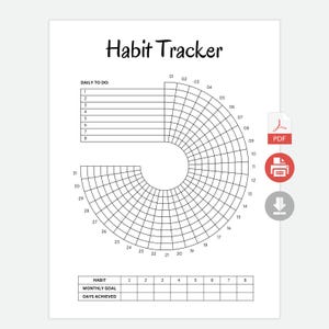 Circle Habit Tracker Printable - Monthly Goal Tracker - Daily Planner 2026 - Bullet Journal Page - Mood Tracker PDF - Motivation Challenge