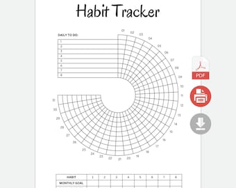 Circle Habit Tracker Printable: Monthly Goal Planner (PDF)
