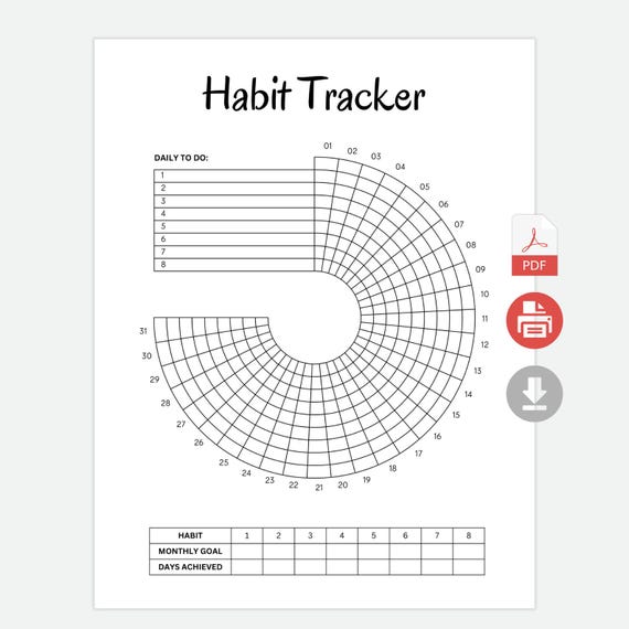 Circle Habit Tracker Printable: Monthly Goal Planner (PDF)