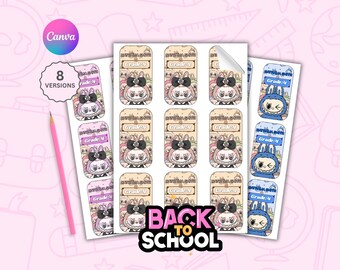 Labubu School Labels – Editable Canva Template | Cute Name Tags for Kids | Printable Back to ...