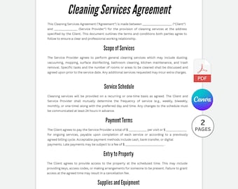 Cleaning Service Contract Template: Customizable Business Form (PDF)