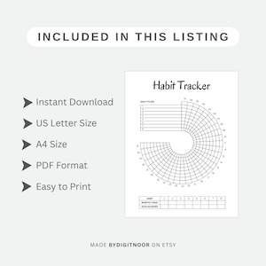 Circle Habit Tracker Printable: Monthly Goal Planner (PDF) image 3