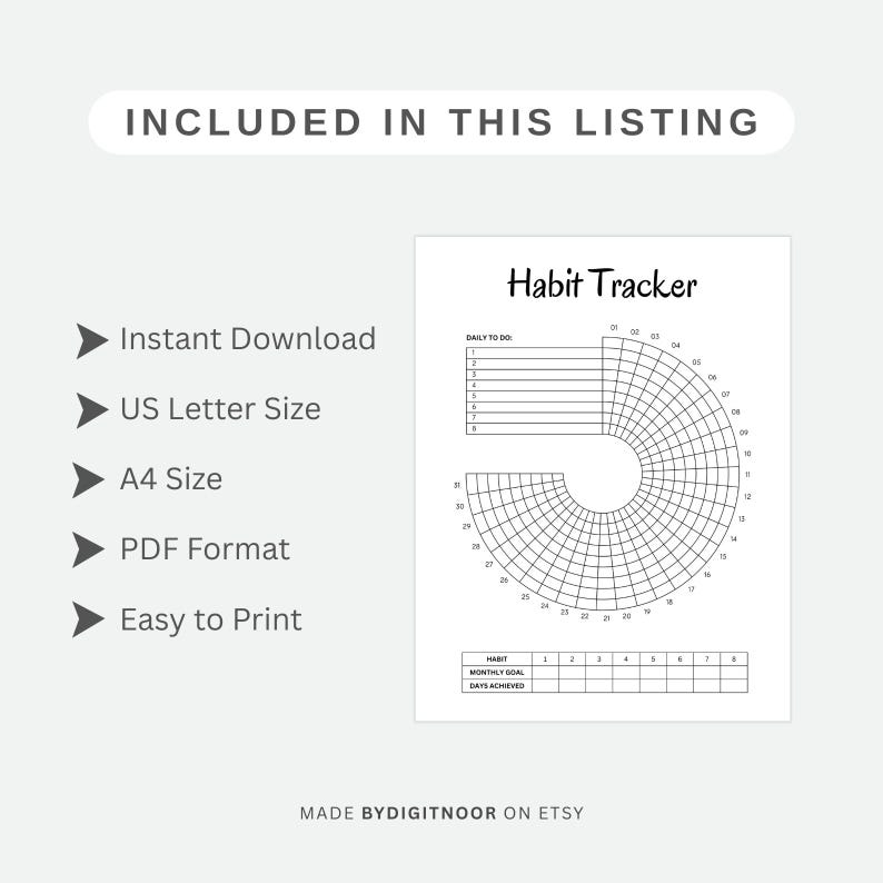 Circle Habit Tracker Printable: Monthly Goal Planner (PDF) image 3